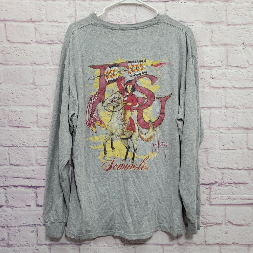 Guy Harvey FSU Seminoles Long Sleeve TShirt Grey Mens‎ XL Graphic Tee Gorpcore